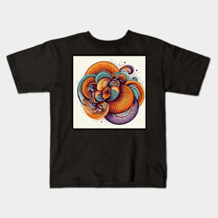 Psychedelic looking abstract illustration of geometric swirls Kids T-Shirt